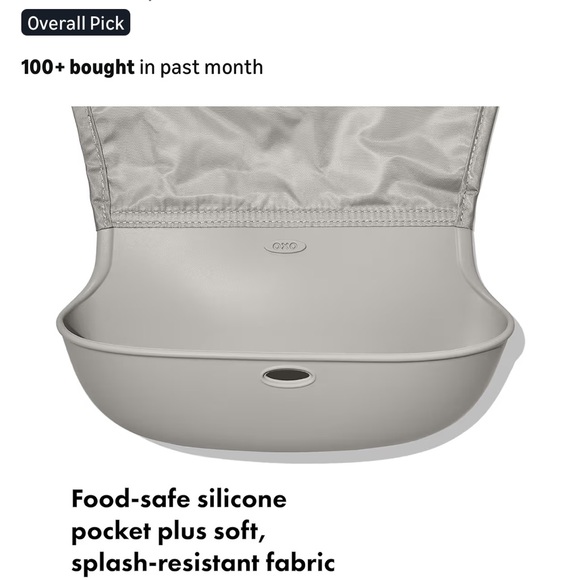 Oxo Silicone Pocket Bibs Roll up - Navy & Teal Green (2 Pack) - Picture 4 of 7